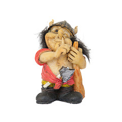 Image showing Small statue of a nosepicking troll