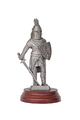 Image showing Metal knight statuette isolated