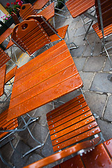 Image showing street summer cafe after rain