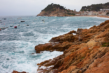 Image showing Rocks and waves of the Mediterranean Sea