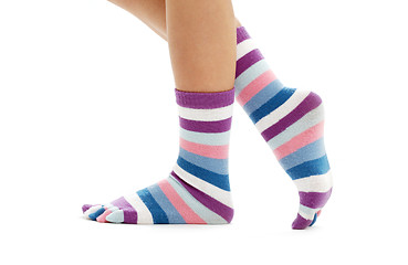 Image showing beautiful legs in funny socks