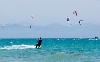 Image showing Kiters at the beach