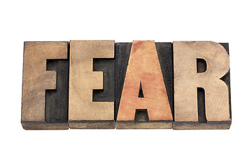 Image showing fear word in wood type