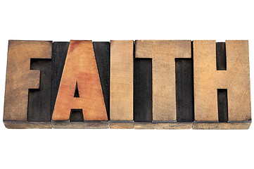 Image showing faith word in wood type