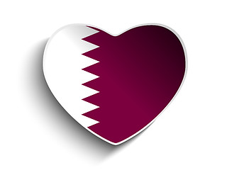 Image showing Qatar Flag Heart Paper Sticker