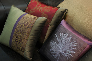Image showing Close-up of pillows on a couch