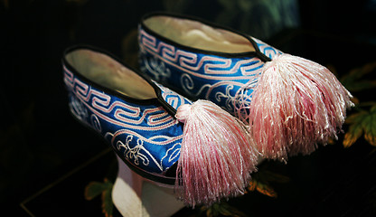 Image showing Blue and pink Asian traditional shoes