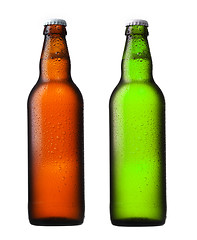 Image showing brown and green beer bottles
