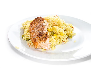 Image showing Fillet of salmon with rice