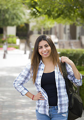 Image showing Mixed Race Female Student on School Campus