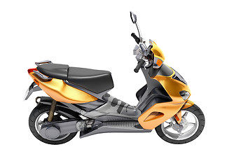 Image showing Trendy orange scooter close up