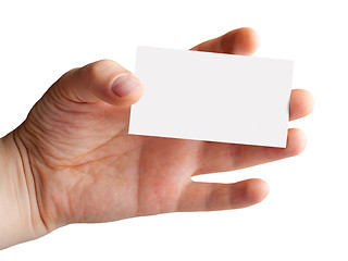 Image showing Hand with a blank business card