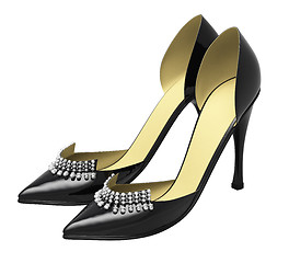 Image showing Black patent leather women's high heels