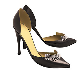 Image showing Black patent leather women's high heels