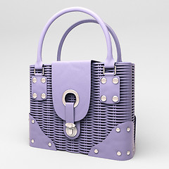 Image showing Lilac wicker handbag