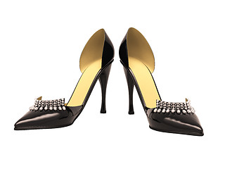 Image showing Black patent leather women's high heels