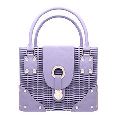 Image showing Lilac wicker handbag