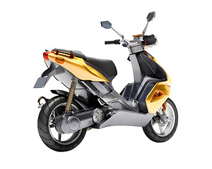 Image showing Trendy orange scooter close up