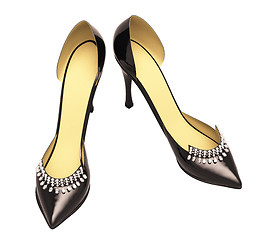 Image showing Black patent leather women's high heels
