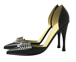 Image showing Black patent leather women's high heels