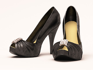 Image showing Women's black sexy  shoes