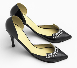 Image showing Black patent leather women's high heels