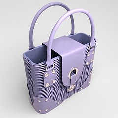 Image showing Lilac wicker handbag