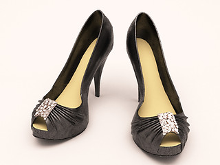 Image showing Women's black sexy  shoes