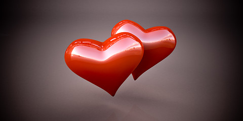 Image showing Shiny red hearts
