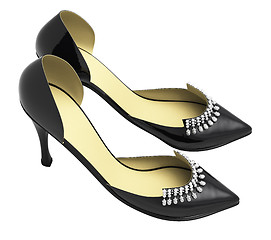 Image showing Black patent leather women's high heels