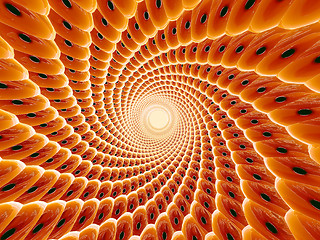 Image showing Orange 3d tunnel.