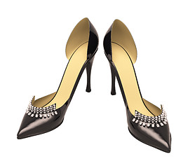 Image showing Black patent leather women's high heels