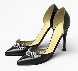 Image showing Black patent leather women's high heels