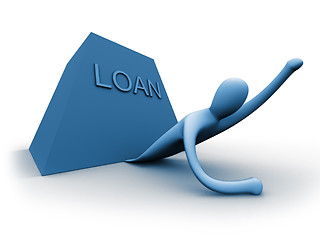 Image showing 3d person under a heavy weight representing a loan.