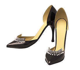 Image showing Black patent leather women's high heels