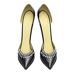 Image showing Black patent leather women's high heels