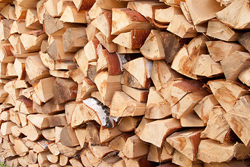 Image showing A stack of birch wood