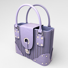 Image showing Lilac wicker handbag