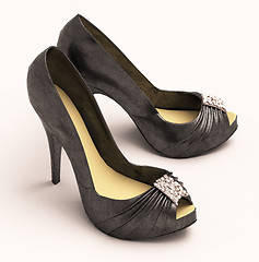 Image showing Women's black sexy  shoes