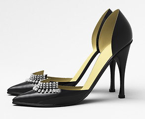 Image showing Black patent leather women's high heels