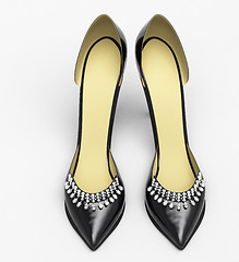 Image showing Black patent leather women's high heels