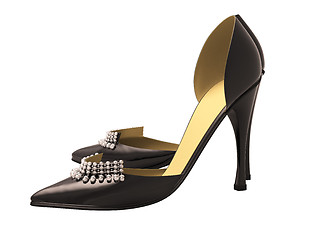 Image showing Black patent leather women's high heels