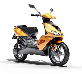 Image showing Trendy orange scooter close up