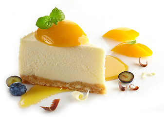 Image showing cheesecake with peaches