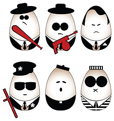 Image showing Vector eggs figure (mafia, offender, policeman, divine, prisoner)