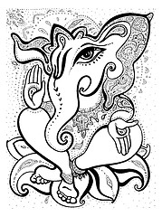 Image showing Ganesha Hand drawn illustration.