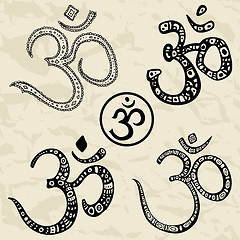 Image showing Ohm. Om Aum Symbol.  Hand drawn illustration.