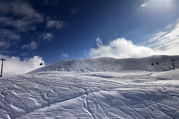 Image showing Off-piste ski slope and gondola lift