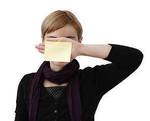 Image showing Woman and post it