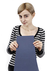 Image showing Woman holding a paper